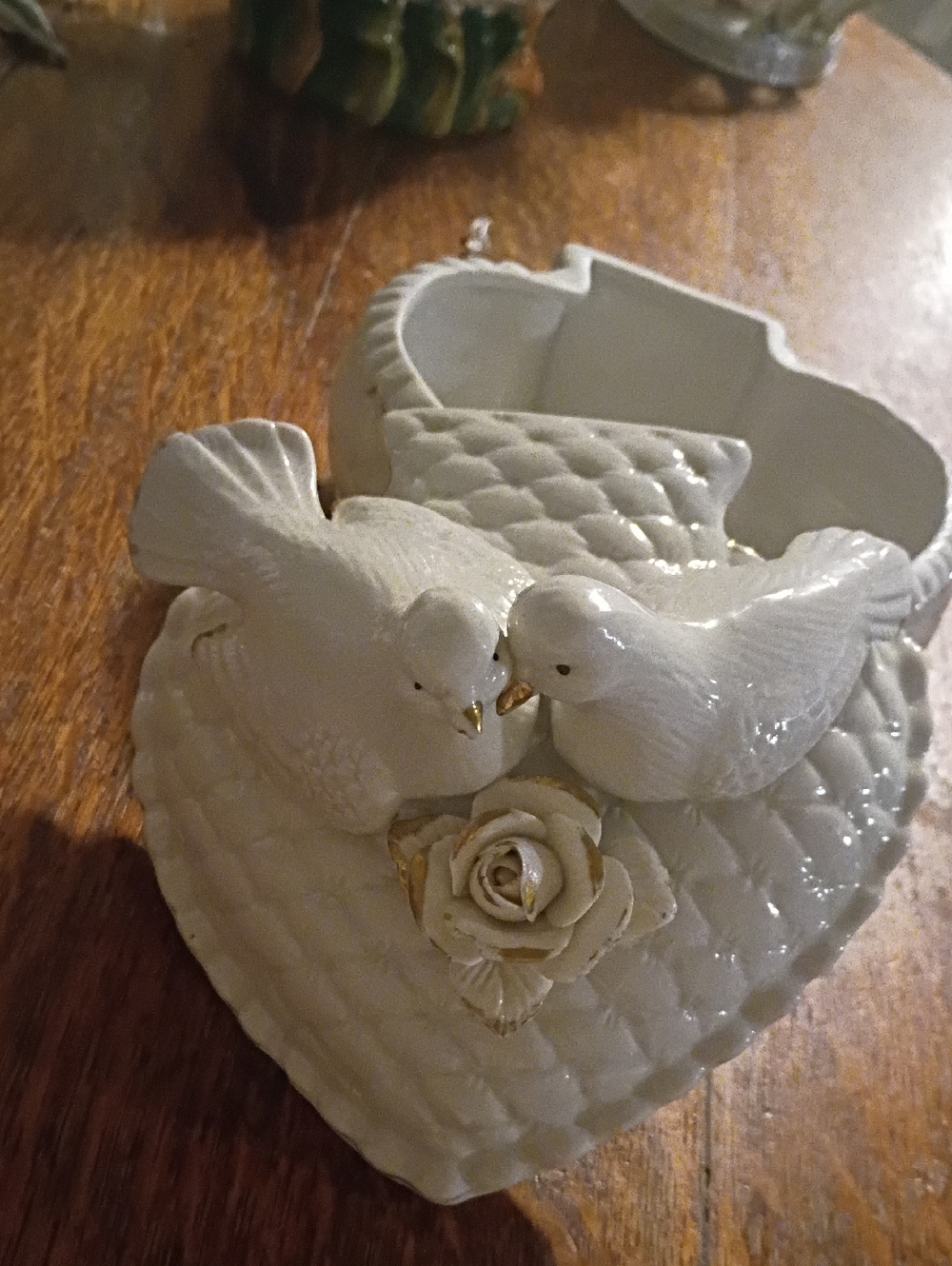 Porcelain Heart Dish with Loving Doves